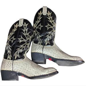Honcho Cowboy Boots Snakeskin Embossed Leather Western Black Gray